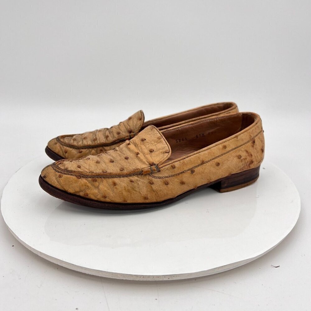 Wilson and Dean for Wilkes Bashford Women Size 6.5M Brown Ostrich Leather Shoes